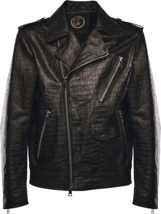 Giuliano Galiano Giacca di pelle con zip - Nero