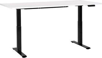 Beliani Beliani - Escritorio De Altura Regulable El&eacute;ctrico Oficina Moderna Patas Cuadradas 180 X 80 Cm Tablero Blanco Soporte De Acero Negro Destines