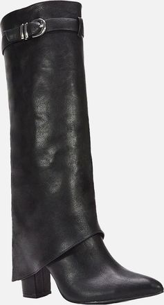 XY London Womens XY London Womens/Ladies Aaliyah Folded Collar Zipped Knee-High Boots - Black - Size: 6