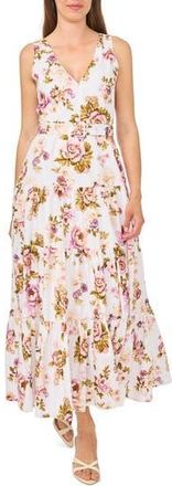 Ted Baker Floral Sleeveless Belted Cotton Maxi Dress in Ultra White at Nordstrom Rack, Size 10