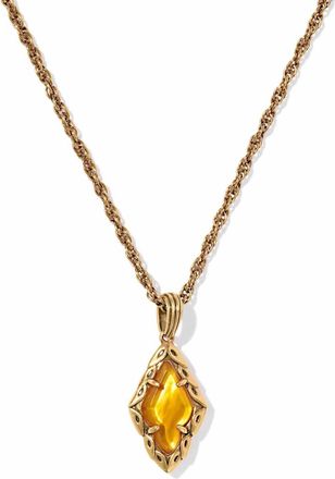 Kendra Scott Womens Adeline Vintage Short Pendant Necklace In Gold / Marbled Amber Illusion