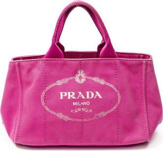 Prada Pre-owned Womens Medium Canapa Tote Shoulder Bag - Pink - One Size
