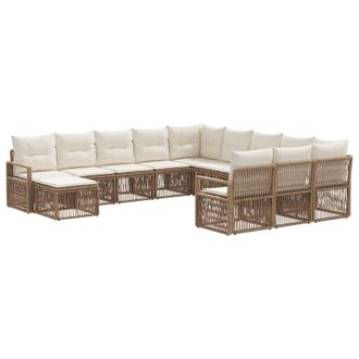 vidaXL Conjunto De Sof&aacute;s De Jard&iacute;n 12 Pcs Beige Rat&aacute;n Sint&eacute;tico Vidaxl