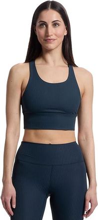 Prana Luxara Rib Racerback Bralette Womens Bra Stormy Night : MD, Elastane/Nylon