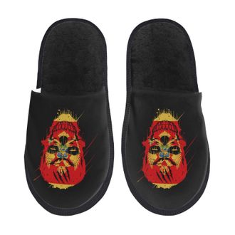 Generic Lightweight Mens Slipper Creative Montenegro Patriot Skull National Flag House Shoes Plush Womens Slippers for Indoor Bedroom Family L