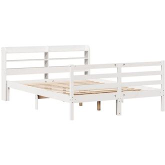 vidaXL Bed Frame with Headboard without Mattress White 140x190 cm Vidaxl