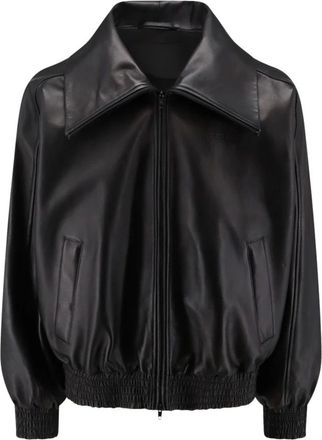 Balenciaga High Collar Leather Bomber - Heren - Jassen - Zwart - Maat: S Leer