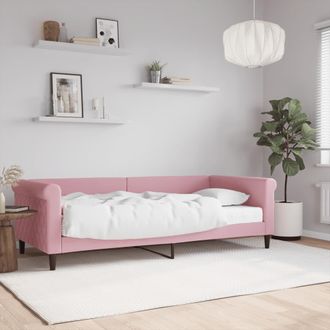 vidaXL Sof&aacute; Cama Con Colch&oacute;n Terciopelo Rosa 90x200 Cm Vidaxl