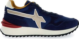 W6YZ Technische sneaker van stof en su&egrave;de - Heren - Sneakers - Blauw - 42 EU - Su&egrave;de - Schoenen