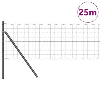 Berkfield Home Modern Euro Fence with 13 Posts 0.6x25 m Galvanised Steel Grey