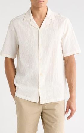 AllSaints Brenne Stretch Organic Cotton Camp Shirt in Jetstream White at Nordstrom Rack, Size Xx-Large