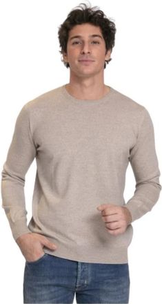 Gran Sasso Rondgebreide trui met ronde hals - Heren - Ronde hals truien - Beige - M - Wol - Truien & Vesten