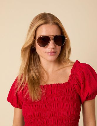 Nobody's Child Gold Aviator Amelia Sunglasses