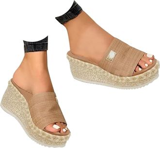 Generic Wedge Sandals for Women,Women Platform Sandals,Ladies Wedges,Summer Large Size Open Toe Fashion Retro Non-Slip Comfortable Ladies Platform Shoes,Summe