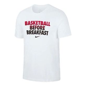 Nike Mens Nike Printing Alphabet Short Sleeve Basketball White T-Shirt DN2985-100