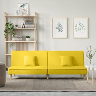 vidaXL Sof&aacute; Cama De Tela Amarillo Claro Vidaxl