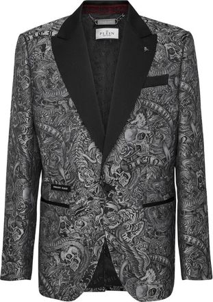 Philipp Plein Blazer Lord fit Tattoo - Heren - Blazers - Zwart - L - Polyester - Jassen