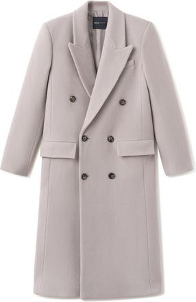 Mango Double Breasted Virgin Wool Blend Coat in Grey at Nordstrom, Size Medium