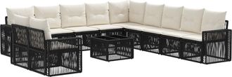 vidaXL Conjunto De Sof&aacute;s De Jard&iacute;n 12 Uds. Negro Y Blanco Crema Vidaxl