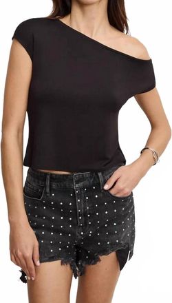 Good American Khloe Stretch Jersey Asymmetric Top In Black