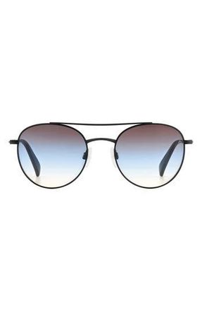 Rag & Bone 51mm Round Sunglasses in Matte Black/Brown Blue at Nordstrom Rack