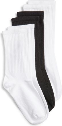 Hue Must Have 3-Pack Assorted Crew Socks in White Black Pack at Nordstrom