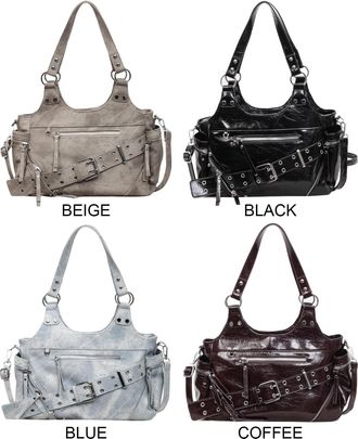 Generic PU Leather Shoulder Bag Fashion Crossbody Bag Large Hobo Bag for Women (Black)