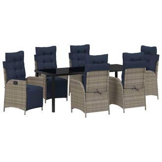 vidaXL Conjunto De Comedor De Jard&iacute;n 7 Pcs Gris Y Negro Rat&aacute;n Vidaxl