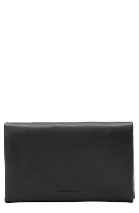 AllSaints Harluna Leather Bifold Wallet in Black/Silver at Nordstrom