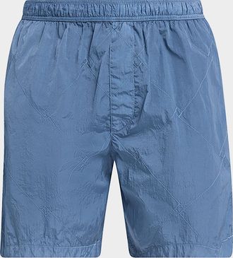 Bottega Veneta Men & apos;s Intrecciato Crinkled Swim Shorts