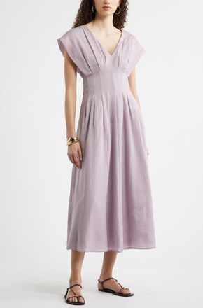 Nordstrom Pleat Waist A-Line Dress in Purple Fog at Nordstrom, Size Xx-Large