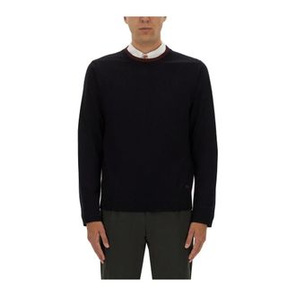 Paul Smith Trui met Ronde Hals en Fijne Breite - Heren - Truien - Blauw - Maat: M Wol