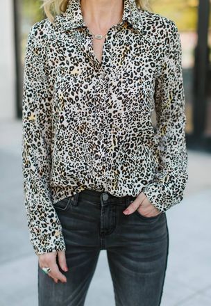 Pink Martini Panther Leopard Printed Blouse