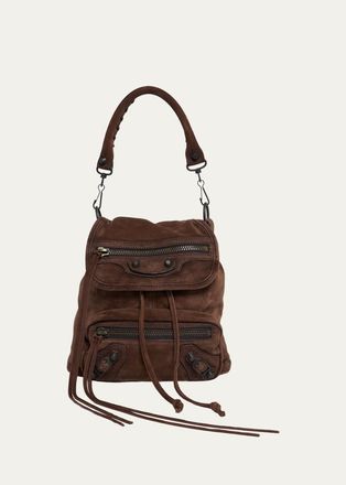 Balenciaga Le City Waxed Suede Backpack