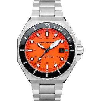 Spinnaker Dumas Automatic Bracelet Watch, 44mm in Orange at Nordstrom