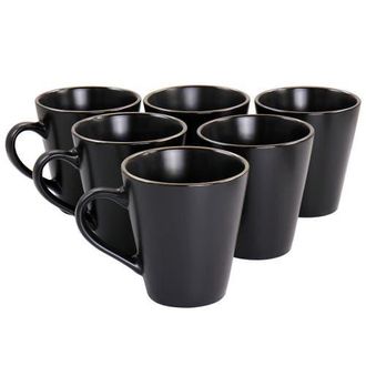 Elama Paul 6 Piece Stoneware Mug Set in Black at Nordstrom