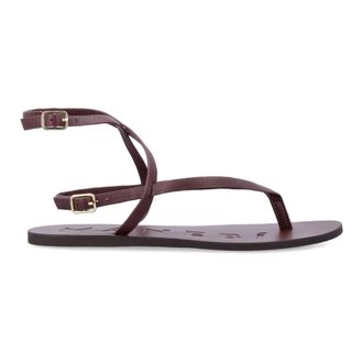 Maneb&igrave; Flat Sandals, female, Brown, Size: 10 US Crossover Tong Sandal