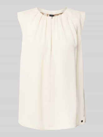 Marc Cain Blusentop mit Rundhalsausschnitt und Raffungen in Sand, Gr&ouml;&szlig;e 36