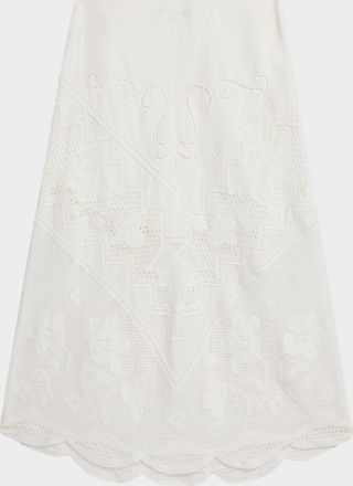Kobi Halperin Lorelei Lace-Inset Linen Midi Skirt