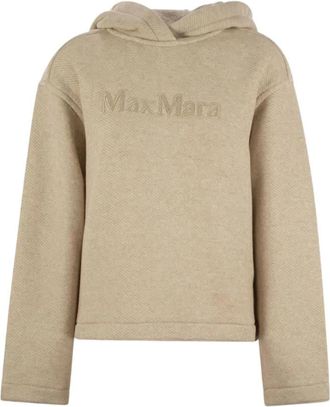 Max Mara Oversized katoenen hoodie met logo - Dames - Hoodies - Beige - L - Katoen - Hoodies & sweatvesten