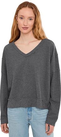 Mod-o-doc Long Sleeve V-Neck Sweatshirt Womens Sweatshirt Heather Ebony : LG (US 12-14), Cotton