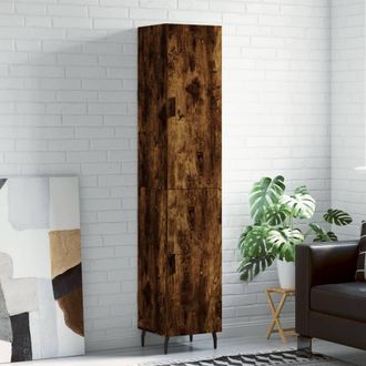 vidaXL Vidaxl - Aparador De Madera Contrachapada Roble Ahumado 34,5x34x180 Cm