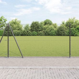Berkfield Home Welded Wire Fence with 7 Flanged Posts Grey 1.2x10 m Steel