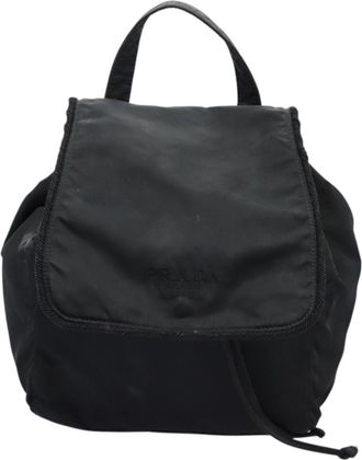 Prada Flap Drawstring Backpack Tessuto Black Nylon Backpack Bag (Pre-Owned)