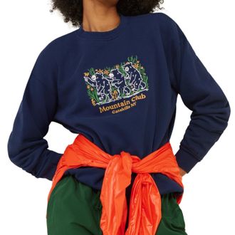 Parks Project Catskills Bear Buds Embroidered Crewneck Sweatshirt In Navy