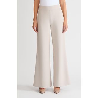 Ming Wang Stretch Deco Crepe Wide-Leg Pants in Limestone at Nordstrom, Size X-Large P
