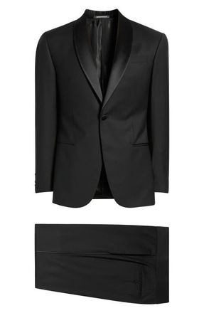 Emporio Armani Shawl Collar Black Wool Tuxedo in Solid Black at Nordstrom, Size 40 Us