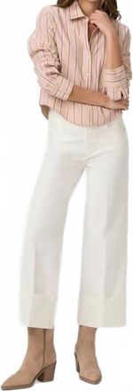 Paige Sasha Ankle Wide Leg Jean In Tonal Ecru