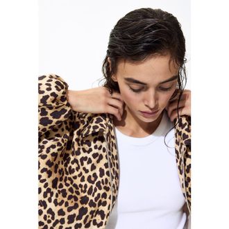 H&M Oversized bubble-hem jacket in Beige/leopard Print at Nordstrom, Size Xx-Small