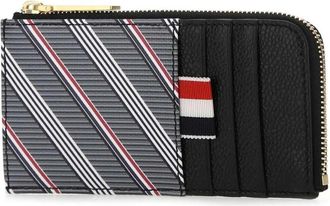 Thom Browne Stijlvolle leren portemonnee voor mannen - Heren - Portefeuilles - Grijs - ONE Size - Accessoires